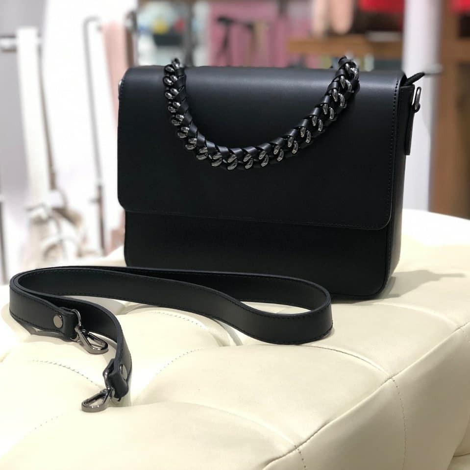 сумка на цепочке черная Италия Люкс натуральная кожа кроссбоди мода TS000059 Киев - изображение 1
