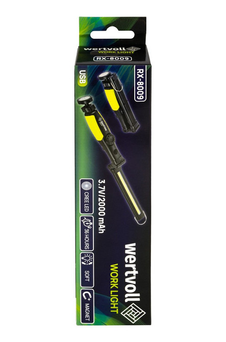Фонарь инспекционный магнитный складной WERTVOLL CREELED/COBLED IP44 Li-ion 2000 mAh/t 7000 K/450 lu Харьков - изображение 10