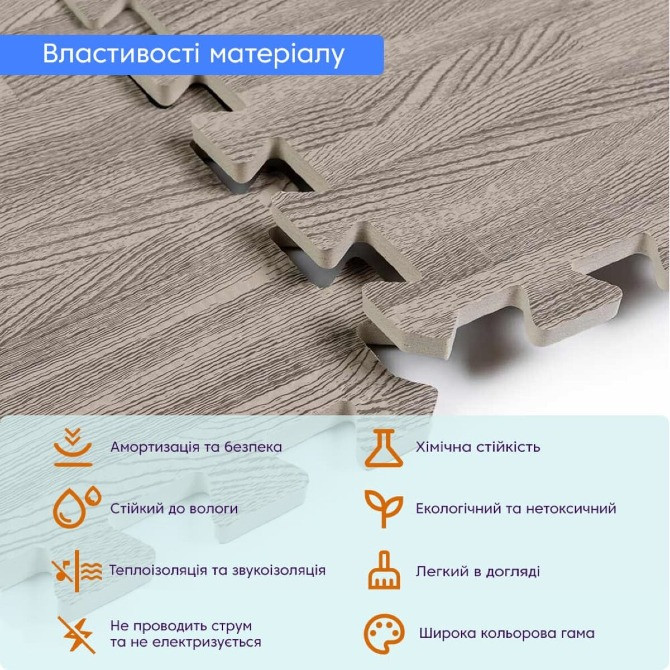 Підлога пазл - модульне підлогове покриття 600x600x10мм сіре дерево SW-00000209 Днепр - изображение 6