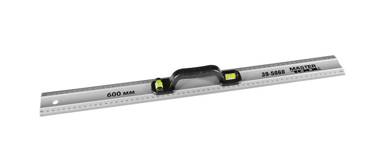 Линейка строительная алюминиевая MASTERTOOL 60 см с ручкой 2 капсулы 39-5060 Харків - зображення 1