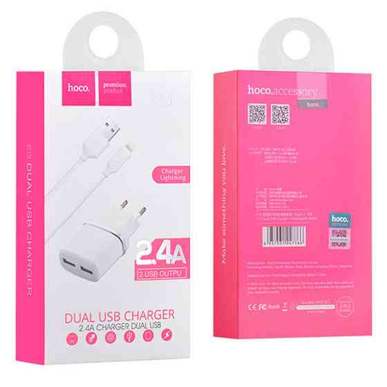 СЗУ Hoco C12 Charger + Cable Lightning 2.4A 2USB Херсон