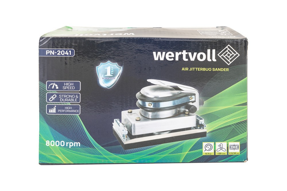Шлифмашина пневматическая вибрационная WERTVOLL 175х95 мм 8000 об/мин 115 л/мин 6.3 bar регулятор ск Харьков - изображение 4