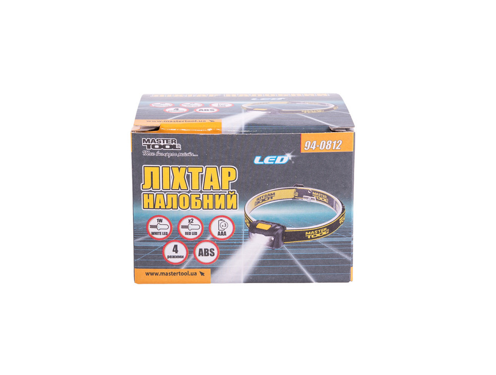 Фонарь налобный MASTERTOOL 4 режима 59х41х32 мм WHITE LED+2xRED LED 3xAAA ABS 94-0812 Харків - зображення 2