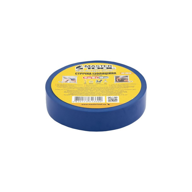 Лента изоляционная MASTERTOOL PVC 17 мм×25 м 10 шт синяя 44-9025 Харьков - изображение 2