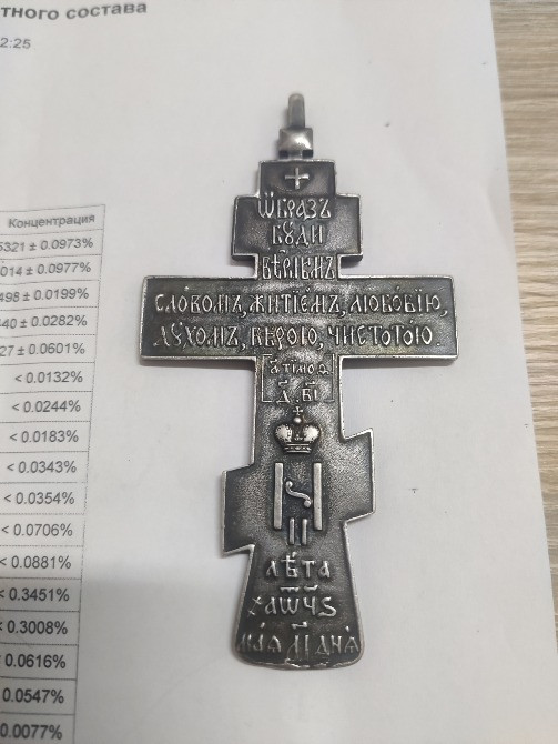 Срібний ієрейський наперсний хрест 1896 р. (Коронаційний рік), 84 проба, майстер (ИЛ), 53 г. Київ - зображення 8