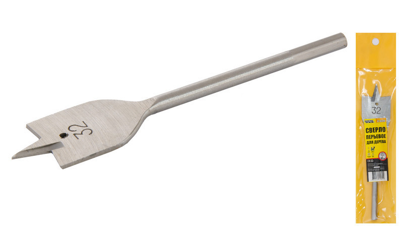 Сверло для дерева MASTERTOOL перьевое 32х152 мм 6-гранный хвостовик 12-0320 Харьков - изображение 1