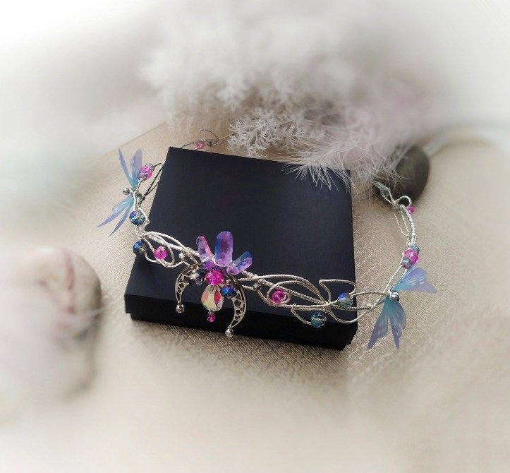 Легенда діадема тіара обруч оберіг на чоло фентезі казкова прикраса кварц місяць Луцк - изображение 2