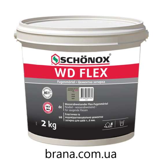SCHÖNOX® WD FLEX Зручна, водовідштовхувальна, еластична затиркa 2kg Вишнёвое