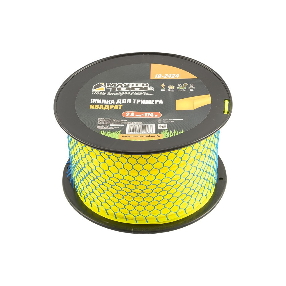 Леска для триммера MASTERTOOL КВАДРАТ 2,40 мм 174 м катушка 19-2424 Харків - зображення 1