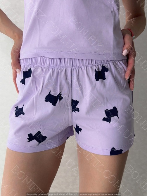 Женский комплект (футболка+шорты) "Lavender Puppies" (12062) (арт. 1759) Кривий Ріг - зображення 3