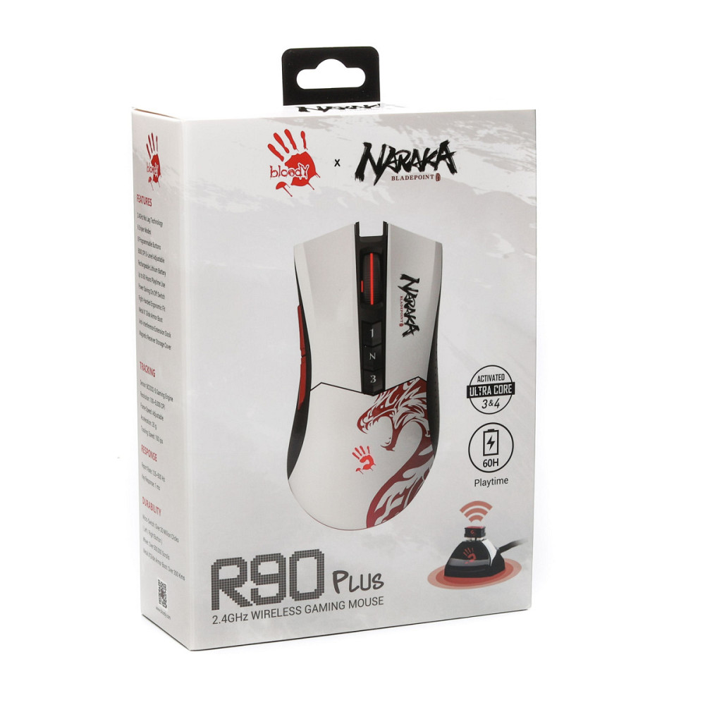 Мышь компьютерная безпроводная Bloody R90 Plus Naraka белая с красным Киев - изображение 9