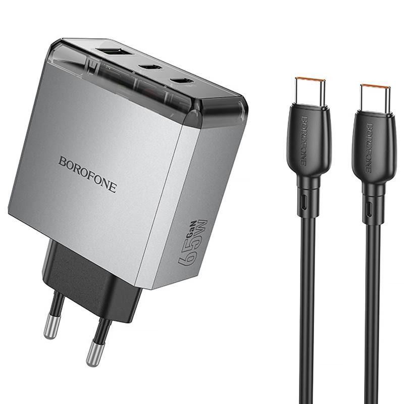 СЗУ Borofone BN22 Lena PD65W (1USB-A/2C) + кабель Type-C to Type-C Херсон - изображение 1
