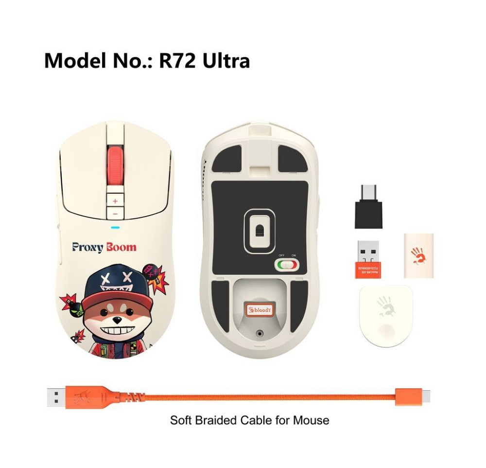 Мышь компьютерная безпроводная Bloody R72 Ultra Proxy Boom (4711421001274) молочная Киев - изображение 9