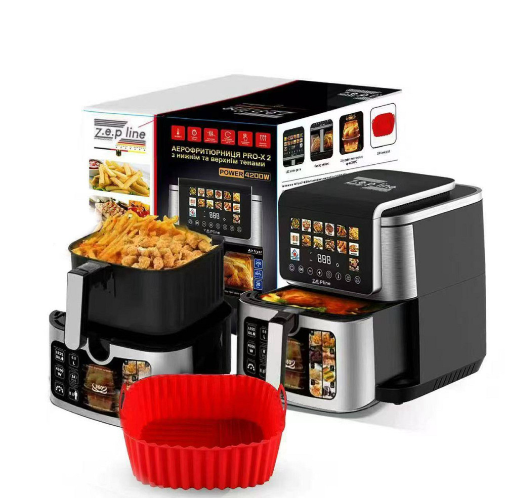 Аэрогриль мультипечь на два тэна с силиконовой формой Zepline ZP-00339 13 л 4200 Вт Київ - зображення 1