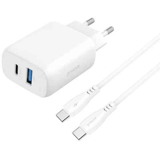 Мережевий зарядний пристрій Proove Silicone Power 2 30W (Type-C + USB) + cable Type-C to Type-C 1m W Харьков