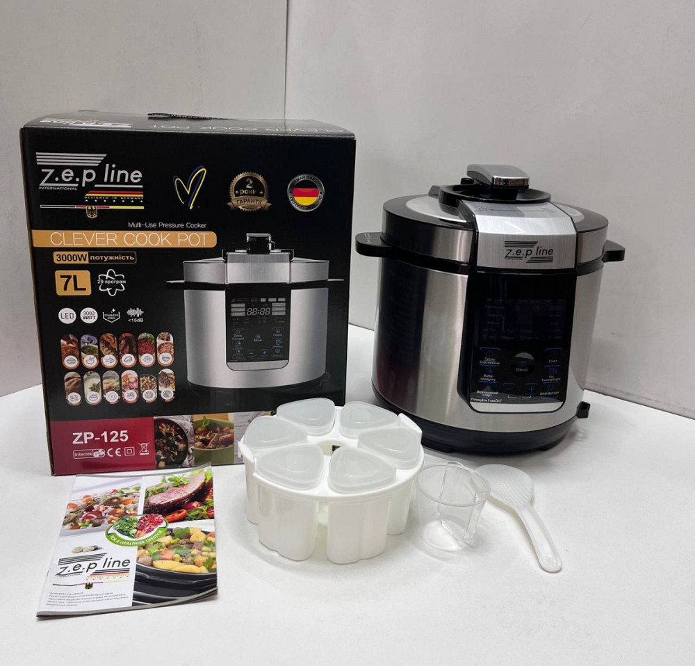 Мультиварка-скороварка и йогуртница Zepline ZP-125 7 л 3000 Вт серебристая Київ - зображення 1