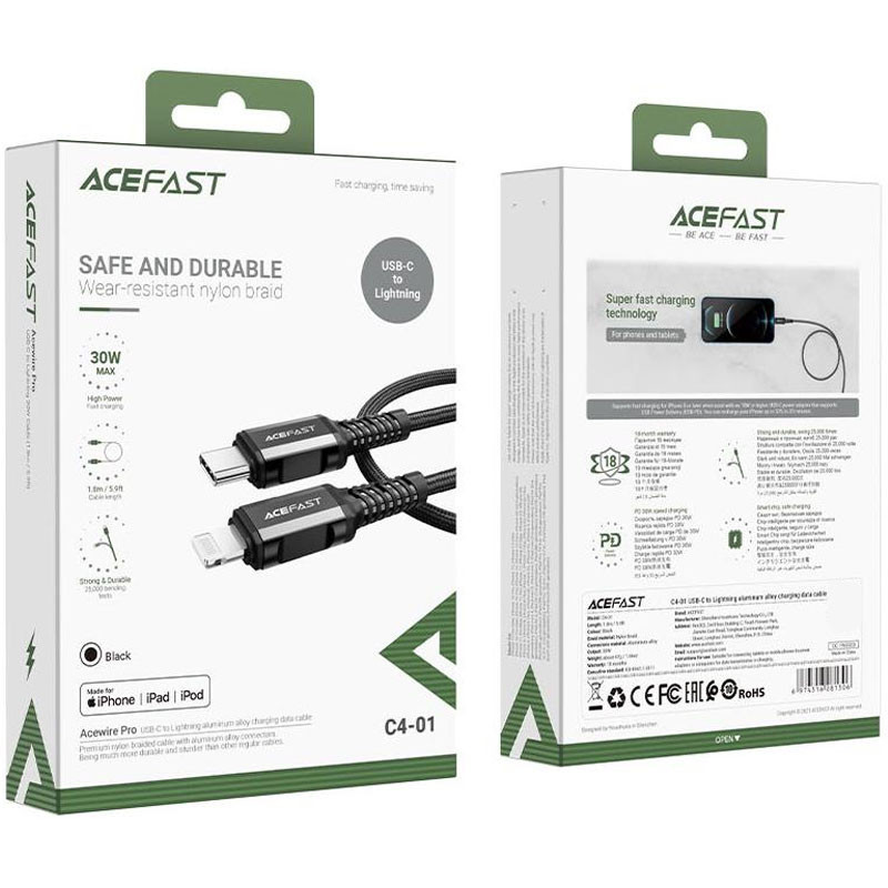 Дата кабель Acefast MFI C4-01 USB-C to Lightning aluminum alloy (1.8m) Херсон - зображення 10