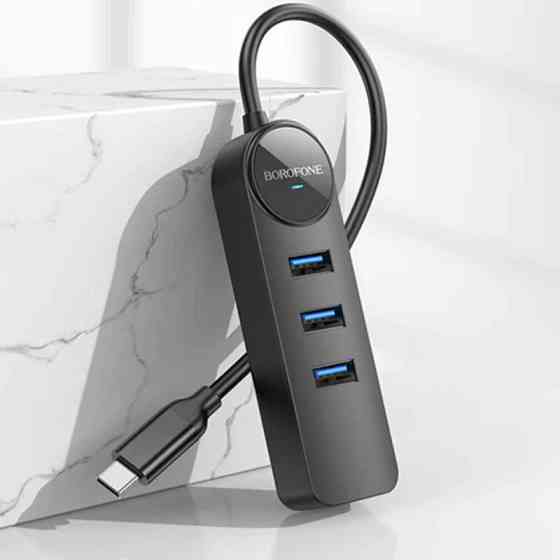 Переходник Borofone DH6 Erudite 4in1 Gigabit Ethernet (Type-C to USB3.0*3+RJ45) (0.2m) Херсон