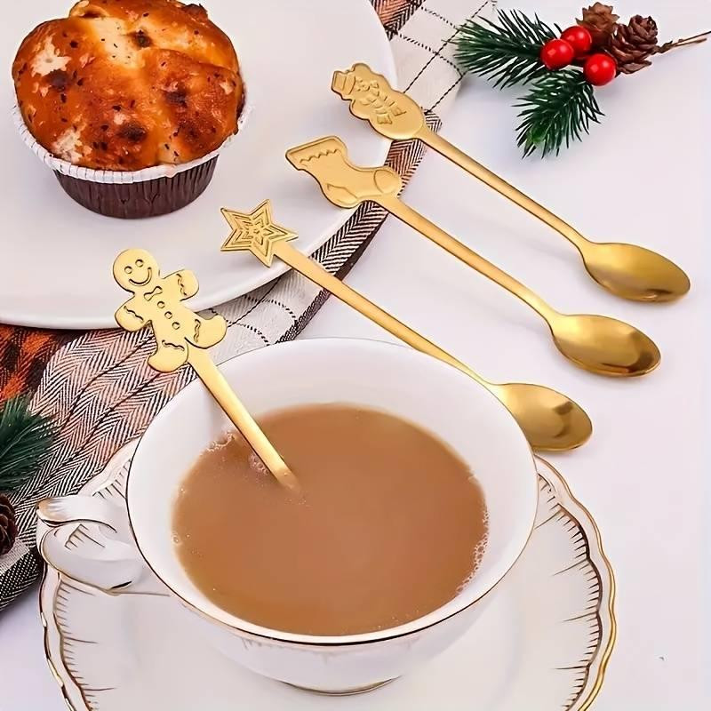 Набор чайных ложек новогодних Merry Christmas золотые 4 шт Одеса - зображення 8