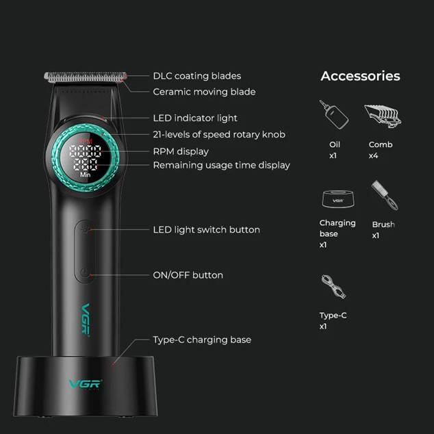 Комплект длят стрижки VGR V-001&V-977 BLACK черный Киев - изображение 3