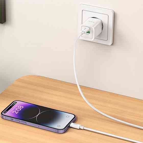 Уценка СЗУ Hoco C149A Charm PD30W+QC3.0 (1USB-A/1C) + кабель Type-C to Lightning Херсон