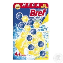 Туалетные блоки для унитаза Bref Сила Актив Лимонная Свежесть 4шт Київ - зображення 1