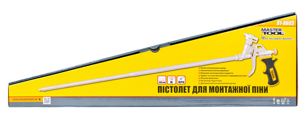 Пистолет для монтажной пены MASTERTOOL 500 мм металлический балоноприемник 81-8665 Харків - зображення 3