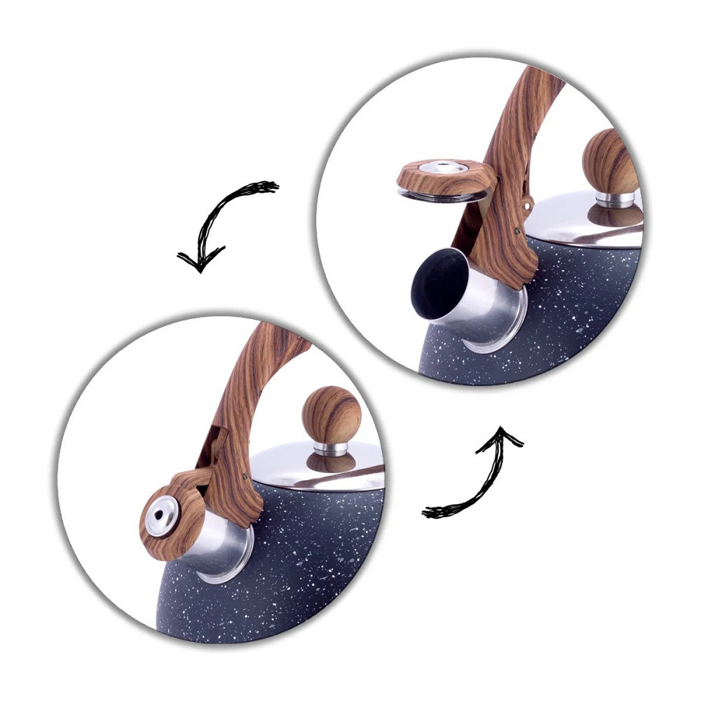 Чайник Kamille из нержавеющей стали со свистком и бакелитовой ручкой 2 л KM 1071 Одеса - зображення 3