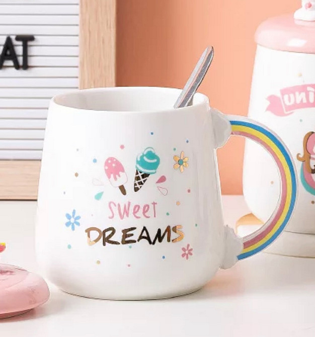 Кухоль з кришкою і ложкою Єдиноріг Sweet dreams 5699 420 мл Киев - изображение 1