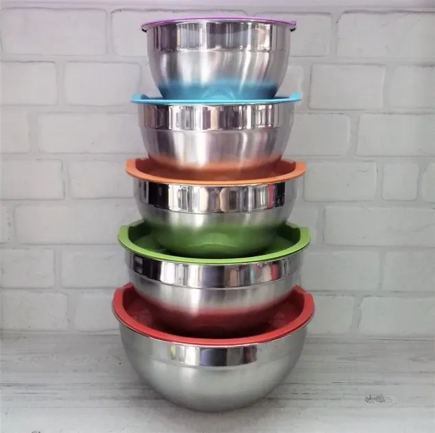 Набор мисок из нержавеющей стали 5 шт с крышками Edenberg EB-3636 Одесса - изображение 5