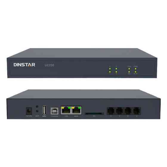 Dinstar UC200-2S2O-30C, IP PBX, 2 FXS, 2 FXO, до 500 користувачів, 30 одночасних дзвінків Київ