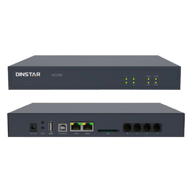 Dinstar UC200-2S2O-30C, IP PBX, 2 FXS, 2 FXO, до 500 користувачів, 30 одночасних дзвінків Київ - зображення 1