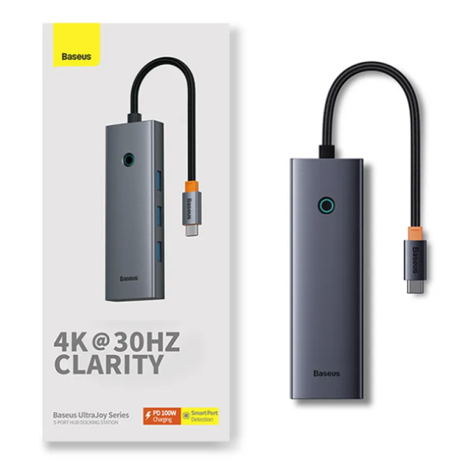 Концентратор/хаб/док станція Baseus 5 in 1 Type-C, USB 3.0, HDMI 4К Київ - зображення 1