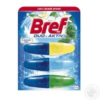 Средство для чистки и ароматизации унитаза Bref Duo-Aktiv жидкий блок Свежий микс 3х50мл Київ - зображення 1