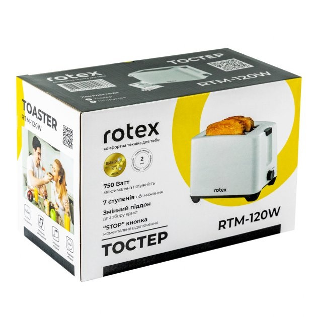 Тостер Rotex RTM122-W 750 Вт белый Киев - изображение 4