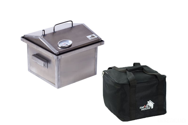 Коптилка для горячего копчения Smoke House S Original с термометром и сумкой Харків - зображення 1
