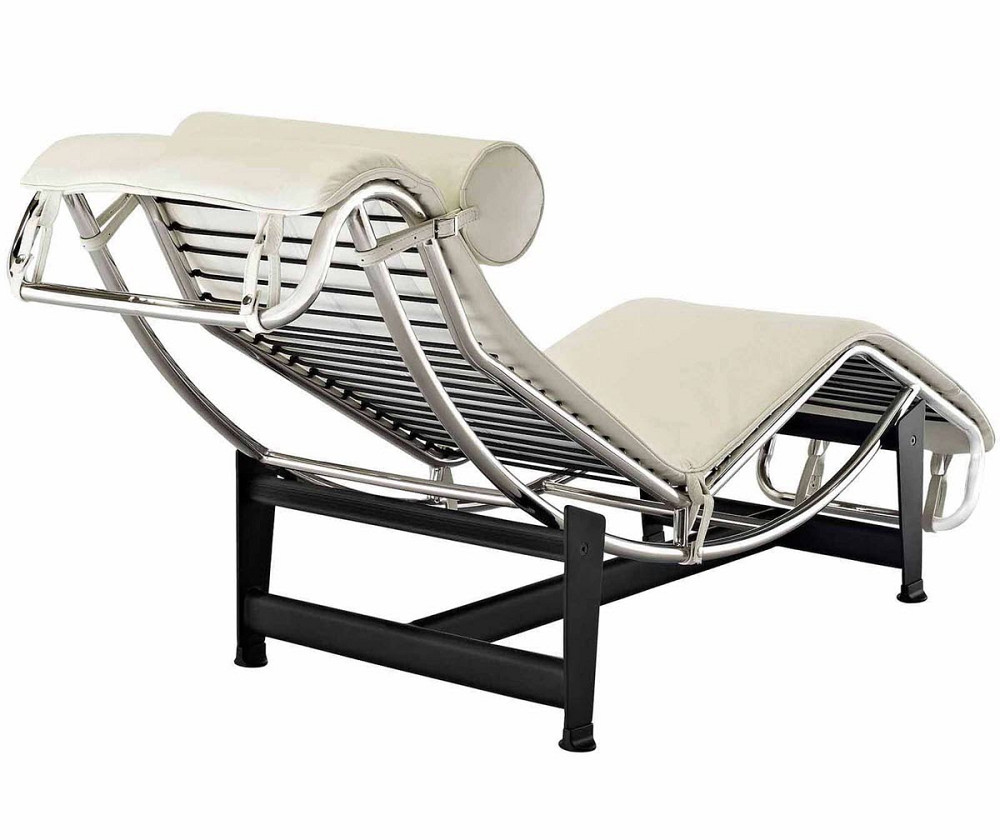 Шезлонг Лекор шкірозамінник, нержавіюча сталь, білий Дніпро - зображення 2