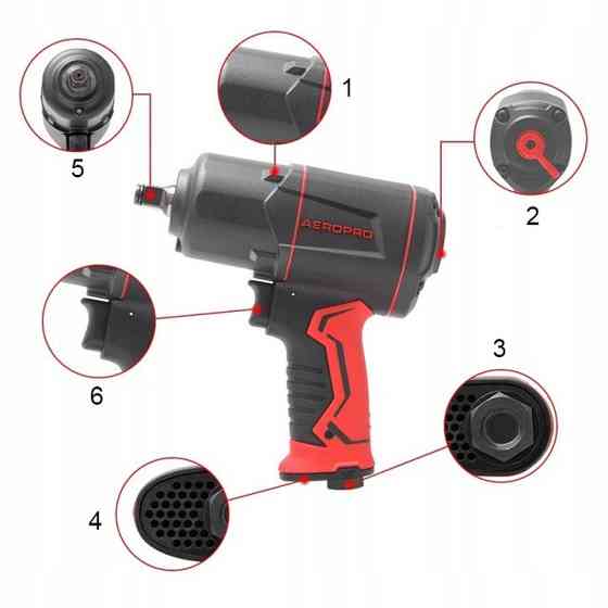 Пневмогайковёрт 1/2" (850N/m, max 1350N/m; 7800об/мин)  AEROPRO A315 Харків