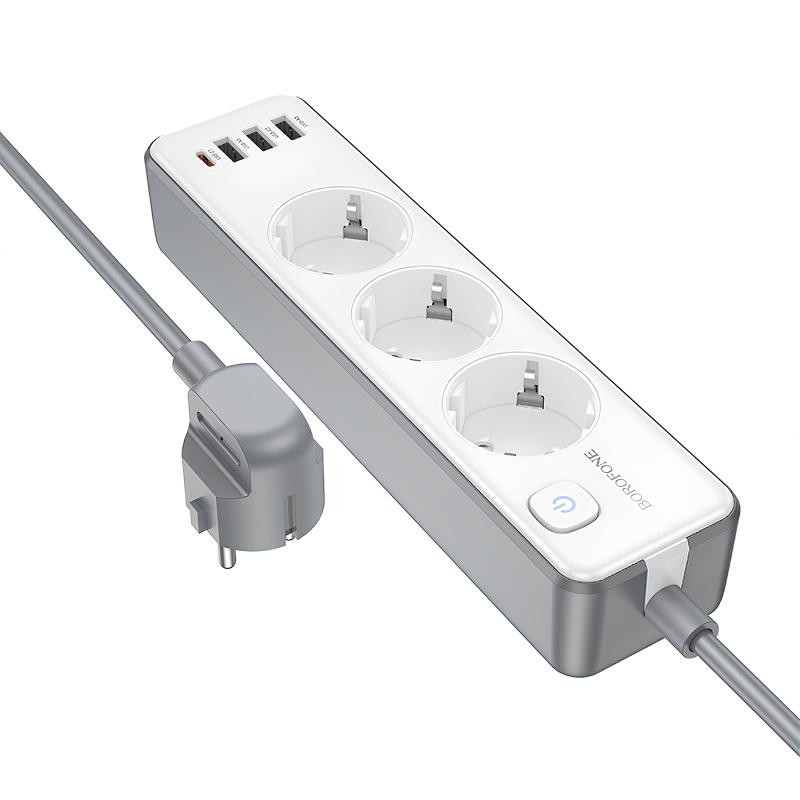 Удлинитель Borofone BAC9 Power PD20W (3USB-A/1C/3xSocket) (2m) Херсон - зображення 1