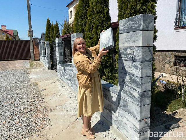 Паркан з блоків в стилі Лофт, з секціями Ранчо, Жалюзі Львов - изображение 3