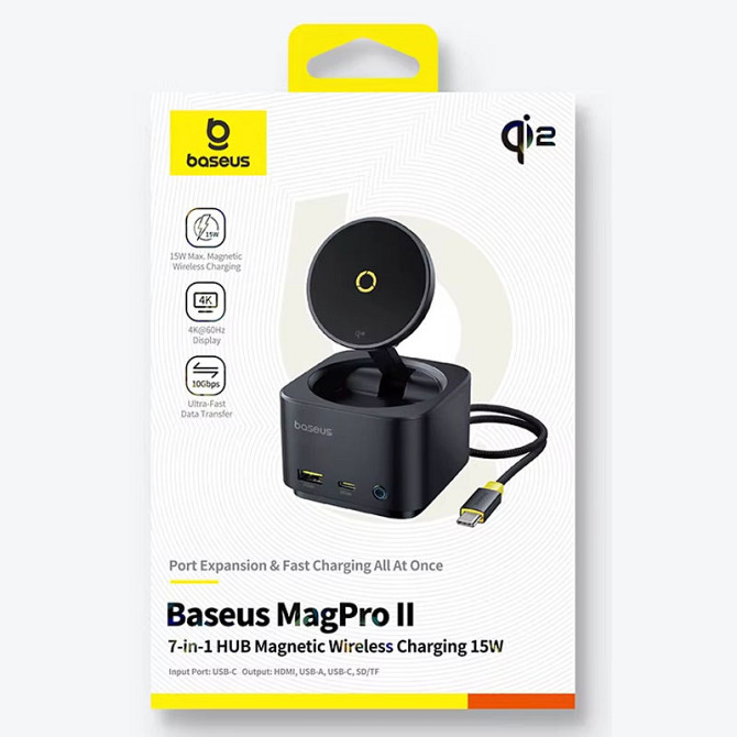 БЗУ+HUB Baseus MagPro Series II 7-in-1 (USB-C to HDMI 4K 60Hz+2USB-А+2C+1SD/TF) (B000729001) Херсон - изображение 5