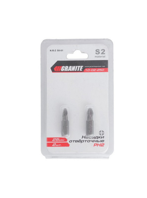 Насадка отверточная GRANITE PH2 25 мм ¼" S2 набор 2 шт 10-02-250 Харьков - изображение 2