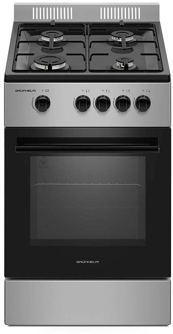 Плита кухонная газовая Grunhelm G4F5600G (50 см) серая 4 конфорки газконтроль духовка 139414 Київ - зображення 1