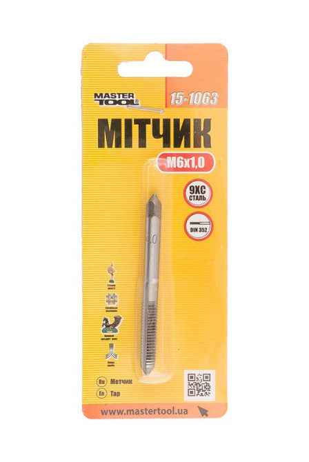 Метчик для нарезания резьбы MASTERTOOL M6х1,0 мм 9ХС DIN 352 15-1063 Харків - зображення 2
