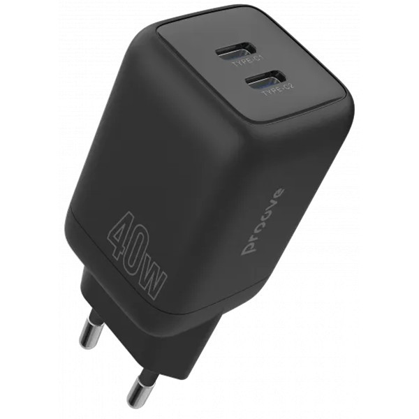 Мережевий зарядний пристрій Proove Silicone Power 40W (Type-C + Type-C) Black (WCSP4020001) (Код тов Харків - зображення 1