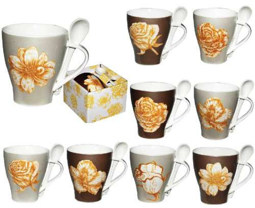 Чашка зложкою 340мл Сатин голд SNT 2063 G Киев - изображение 1