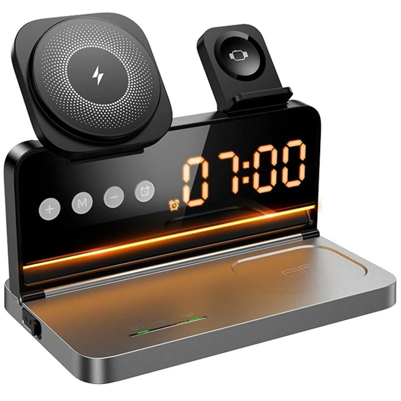 БЗУ Hoco DWQ03 North 4in1 with alarm clock Херсон - изображение 3