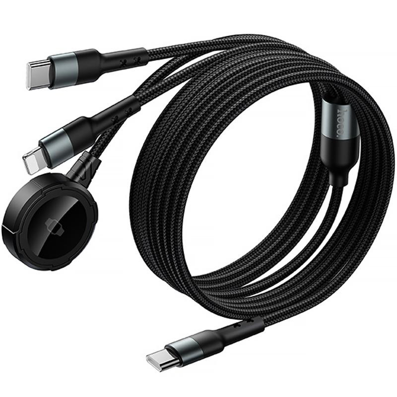 Дата кабель Hoco CW64 3in1 Type-C to iWatch/Lightning/Type-C 15W (1.2m) Херсон - изображение 5