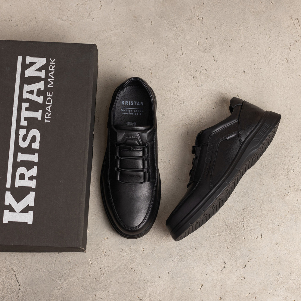 Мужские кожаные туфли Kristan black Київ - зображення 7