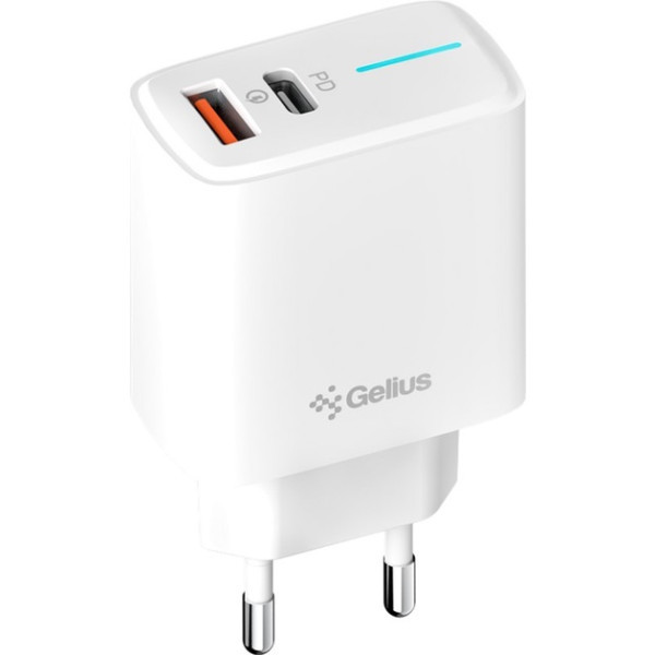 Мережевий зарядний пристрій Gelius Genesis Radiance GP-HC058 25W USB+Type-C QC PD White (Код товару: Харьков - изображение 1